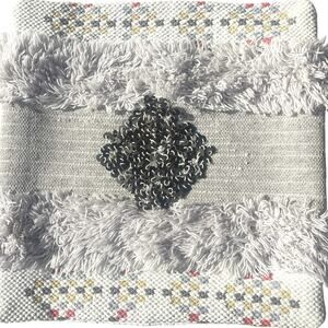 West Elm Diamond Beaded‎ Wool 20” Pillow Cover Sequin Shag NWT